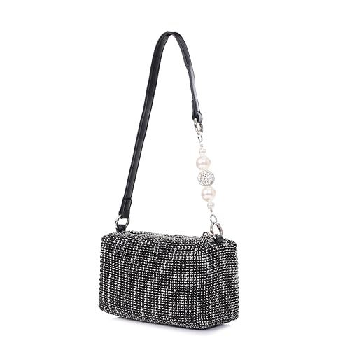 Image of Rhinestone Crossbody chain sling Bag for women Evening Clutch Handbags for Girls trendy Ladies crystal Glitter Purse Wallet for Party Wedding.