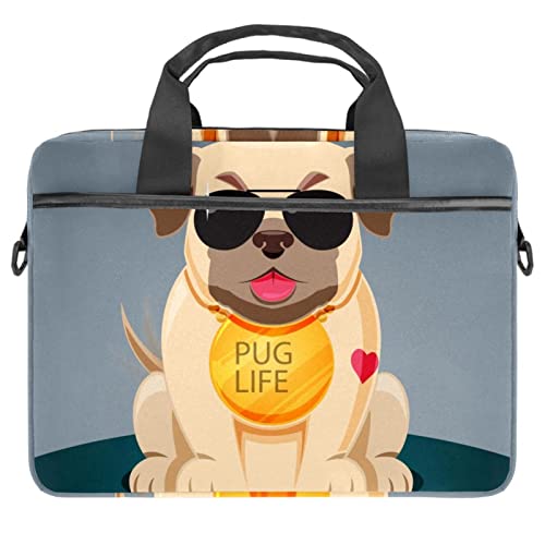 Maletín para portátil de 14 pulgadas gris con diseño de Pug bolso bandolera para tablet