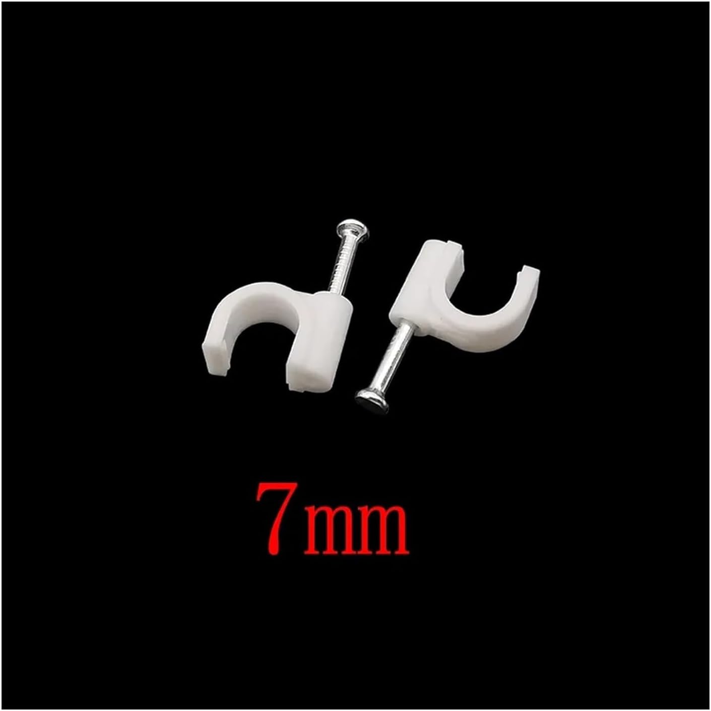 Line Clip， Cable Tidy Nail Clips,Wire,100Pcs 4mm-12mm C-Shaped Steel Management Fixation Electrical Cables Ties Holder Clamps(7mm)