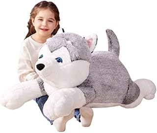 IKASA Large Husky Stuffed Animal Plush Toys - Dog Soft Toy Puppy Giant Cute Huge Big Size Jumbo Kawaii Fluffy Plushy Fat Oversized Plushie - Gifts for Kids Girls Boys Girlfriend (78cm, Grey)