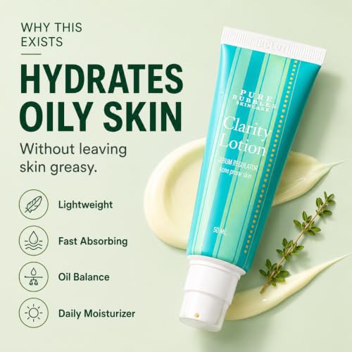 Image of Pure Bubbles Clarity Lotion for Oily & Acne-Prone Skin - Non-Comedogenic Daily Face Moisturizer to Control Oil & Reduce Shine (50ml)