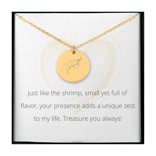 Shrimp Coin Pendant Necklace | Adaptability and Fortune Symbol | Marine Wisdom Spiritual Jewelry