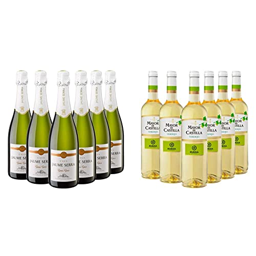 Jaume Serra - Cava Semi Seco - Caja de 6 botellas x 750 ml + Mayor de Castilla Verdejo - Vino Blanco D.O Rueda - Caja de 6 Botellas x 750 ml