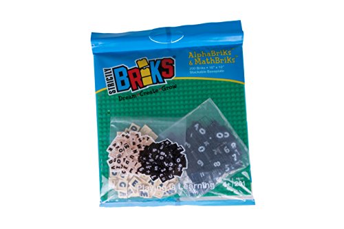 Alphabriks & Mathbriks And 10"X10" Green Base Plate | 100% Compatible With All Major Brands | Easy To Remove | Baseplate & Tiles For Education & Fun | 200 2X2 Patent Pending Letter & Number Bricks #TOP5