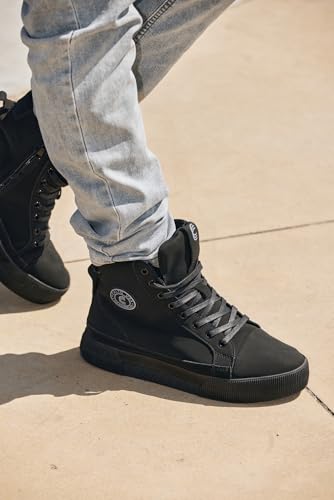 Image of CALTO Men's Invisible Height Increasing Elevator Shoes - Zip-up Cap Toe High Top Sneaker Boots - 2.4 Inches Taller