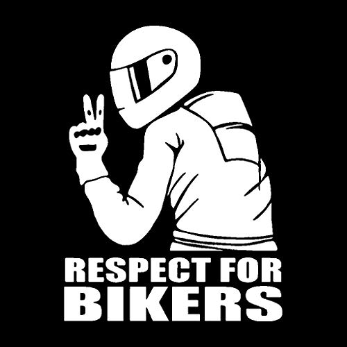 HANBOLI Autocollants de Voiture, 3D Respect pour Les Cyclistes Imperméable Réfléchissant Biker Moto Autocollant De Voiture Decal Blanc Cover