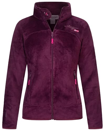 Geographical Norway Damen Teddy Fleece Jacke Herbst Winter Jacke Sweater Übergangsjacke, Farbe:Burgundy, Größe:L / 40