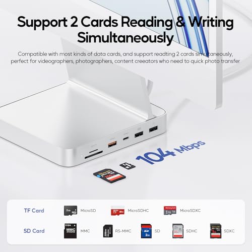 Image of Upgraded 11 in 1 USB C Hub for iMac 24 inch USB Hub 2021 2023 2024 Support M.2 SSD (NOT Included), iMac Hub M1 M3 M4 Accessories, 4K HDMI, 2.5G Ethernet, 5 USB A /C Max 10Gbps, SD /TF-Silver