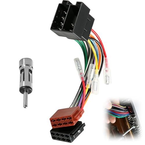 Adaptateur Autoradio ISO 16 Broches, Faisceau de Câblage Stéréo avec Connecteur Antenne DIN, Câble Adaptateur Voiture pour VW/Ford/Audi/Skoda/Seat/Golf 5...