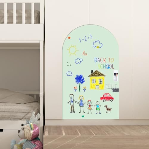 Vibsky Pizarra magnética de pared para niños, 15.7 x 39.4 pulgadas, material PET, incluye tiza y trapo, para decoración de sala de juegos, guardería, aula