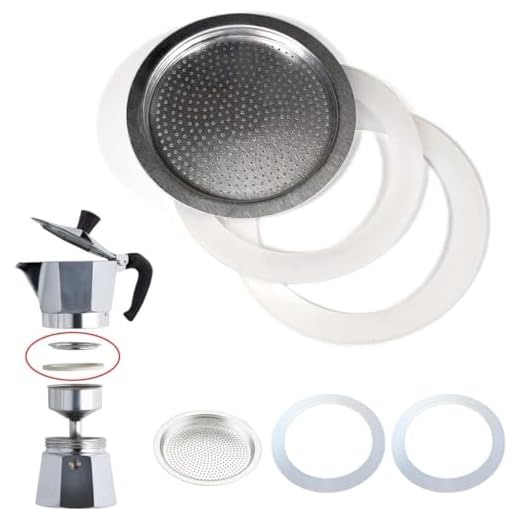 Dichtung und Filter für Moka-Ersatzteile (2 x Dichtungsring aus Silikon + 1 x Stahlfilter) (9 Tassen)
