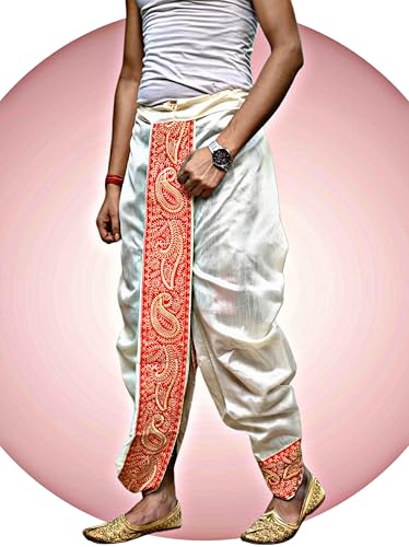 Image of Men's Ready to Wear Pant System MARWADI Embroidered Dhoti for Marriage, Party, Pooja, Festival etc. (GC009)