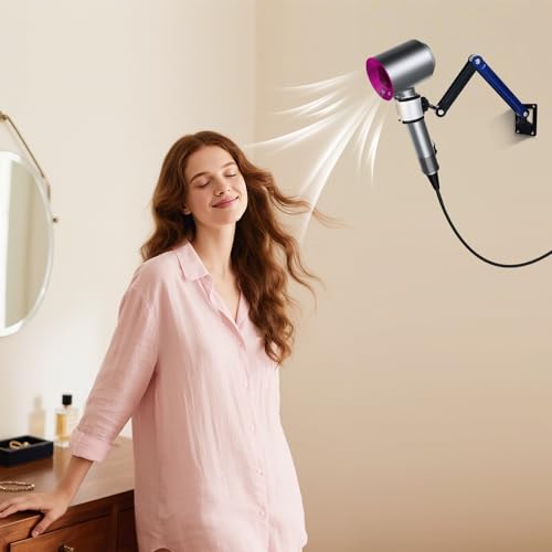 XCELLENT GLOBAL XG Hands Free Hair Dryer Holder Wall Mounted - Adjustable Angle Blow Dryer Holder Equipped with Universal Holder Allowing You to Dry Hair Hand Freely