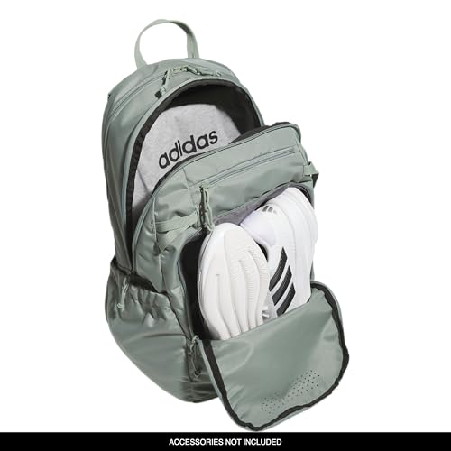 Image of adidas Defender 5 Backpack for Sports, Gym, School and Travel, 33L, Silver Green /White, OSFA