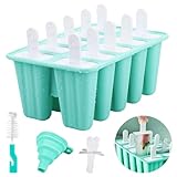Moldes de silicona para Paletas de Hielo,10 Cavidade Moldes para Paletas Heladas,Juego de Molde para Paleta con Embudo,sin...