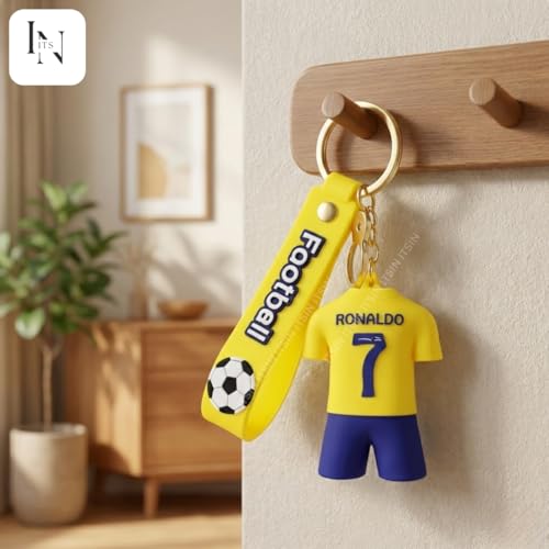 Image of Football jersey Keychain | Ronaldo key chains | messi Keychain | 3D Cute silicone key chain for bike men | soccer Keyring gifts for boys | anime key holder for bag