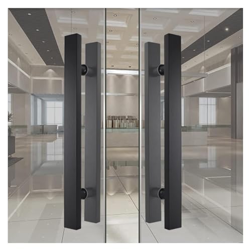 Poignée porte de grange pour cour intérieure et accès terrasse design noir