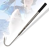 Dutiplus Telescopic Fish Gaff with Stainless Sea Fishing Spear Sharp Hook Tackle, Non-Slip Handle Thickened Aluminium Alloy Pole for Saltwater Offshore Ice Tool (Big Fish Hook + 2.5ft Telescopic Rod)