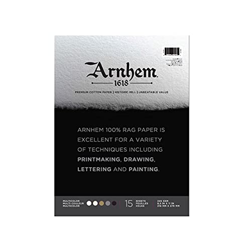 Papier gravure Arnhem 1618 multicolor bloc 8.5x11 pour impression jet d'encre
