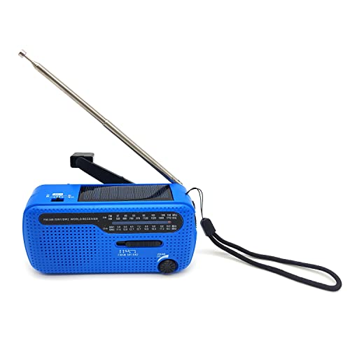 Fit4Blackout Kurbelradio, Solar & Kurbel Notfallradio, AM/FM/SW Radio, Tragbares Retro Radio mit Weltempfänger, Als Taschenlampe & Leselicht, USB Handy-Lader, Für Notfall, Camping, Blackout (Blau)