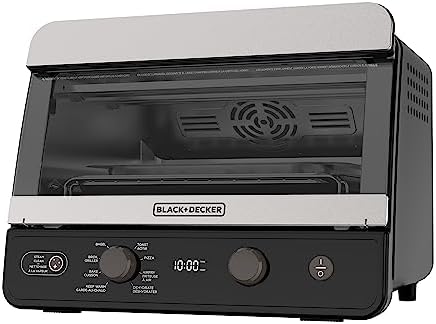 BLACK+DECKER Crisp'n Bake Four grille-pain à air comprimé à 6 tranches, compatible avec une pizza de 30,5 cm, noir