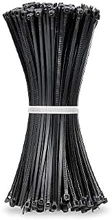 Beshine 500 Pack of Black Cable Ties, 200mm x 3.6mm, 8" Tie Wraps - Self Locking, Strong Nylon Zip Ties for Home Office Garage and Workshop
