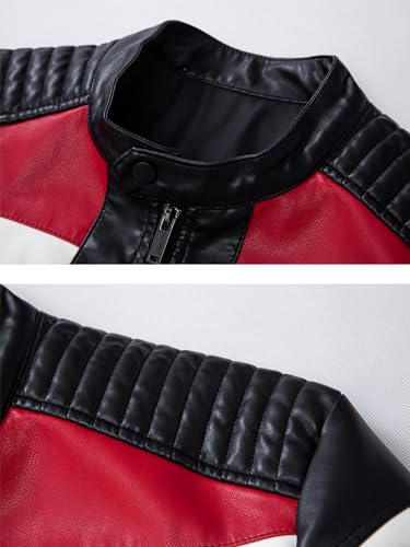 Fanarcher Men'S Leather Jackets Stand Collar Pu Faux Motorcycle Zipper Coat Biker Windbreaker thumb #3