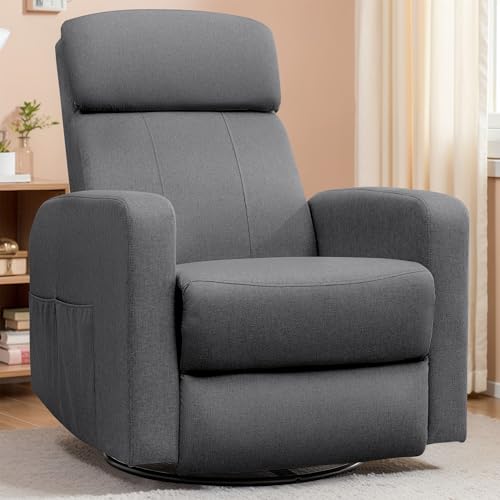 Image of Korser Power Swivel Recliner Chairs for Adults, Electric Glider Rocking Chair Nursery, Glider Recliner Nursery Chair with Classified Side Pocket, Nursery Rocking Chairs with USB and Type-C Ports