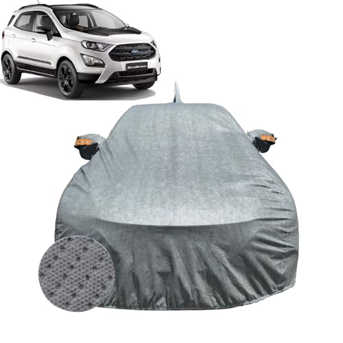Image of Car Cover for Ford Ecosport (2018-2021) | 100% Waterproof Cover with Antenna & Reflective Mirror Pockets | Dustproof, Scratchproof, Heatproof Ecosport Car Cover |Soft Cotton Lining| Grey