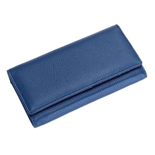 Women's Long Money Clips Handbags Wallets Purses Card Cases Genuine Leather Evening Bags Money Organisers (Blue)
