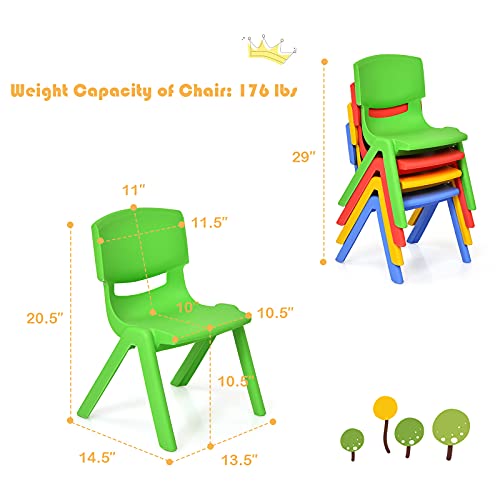 Costzon Kids Chairs, Stackable Plastic Learn And Play Chair For School Home Play Room, Colorful Chairs For Toddlers, Boys, Girls (Multicolor, 4 Chairs) #TOP5