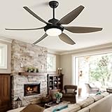 ReLa Mall 54'' Ceiling Fans with Lights Remote Control,Indoor Outdoor Ceiling Fan with 6 ABS Blades