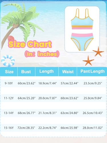 Image of Girl's 2 Piece Swimsuit Solid Spaghetti Strap Bikini Sets Beach Bathing Suit Swimwear for Teen Kids