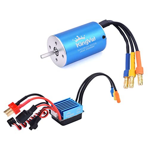 KingVal Replacement 2845 2600KV Brushless Sensorless Motor Shaft 3.175mm with 35A Brushless ESC Compatible with 1/14 RC Car