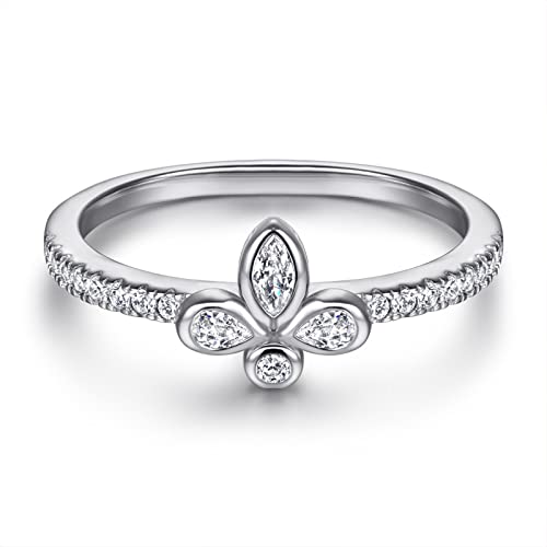 Bague argent véritable fleur zircone femme bijou fantaisie chic
