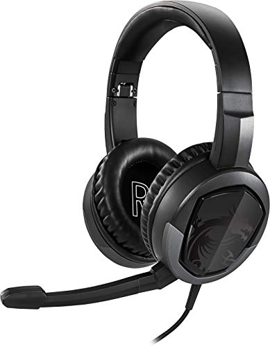 MSI IMMERSE GH30 V2 Casque Gaming - Casque Stéréo, Design Léger & Pliable, Transducteurs en Néodyme 40mm, Micro Amovible, Commandes sur Câble, Connecteur Jack 3.5mm & Câble Séparateur en Y - Filaire