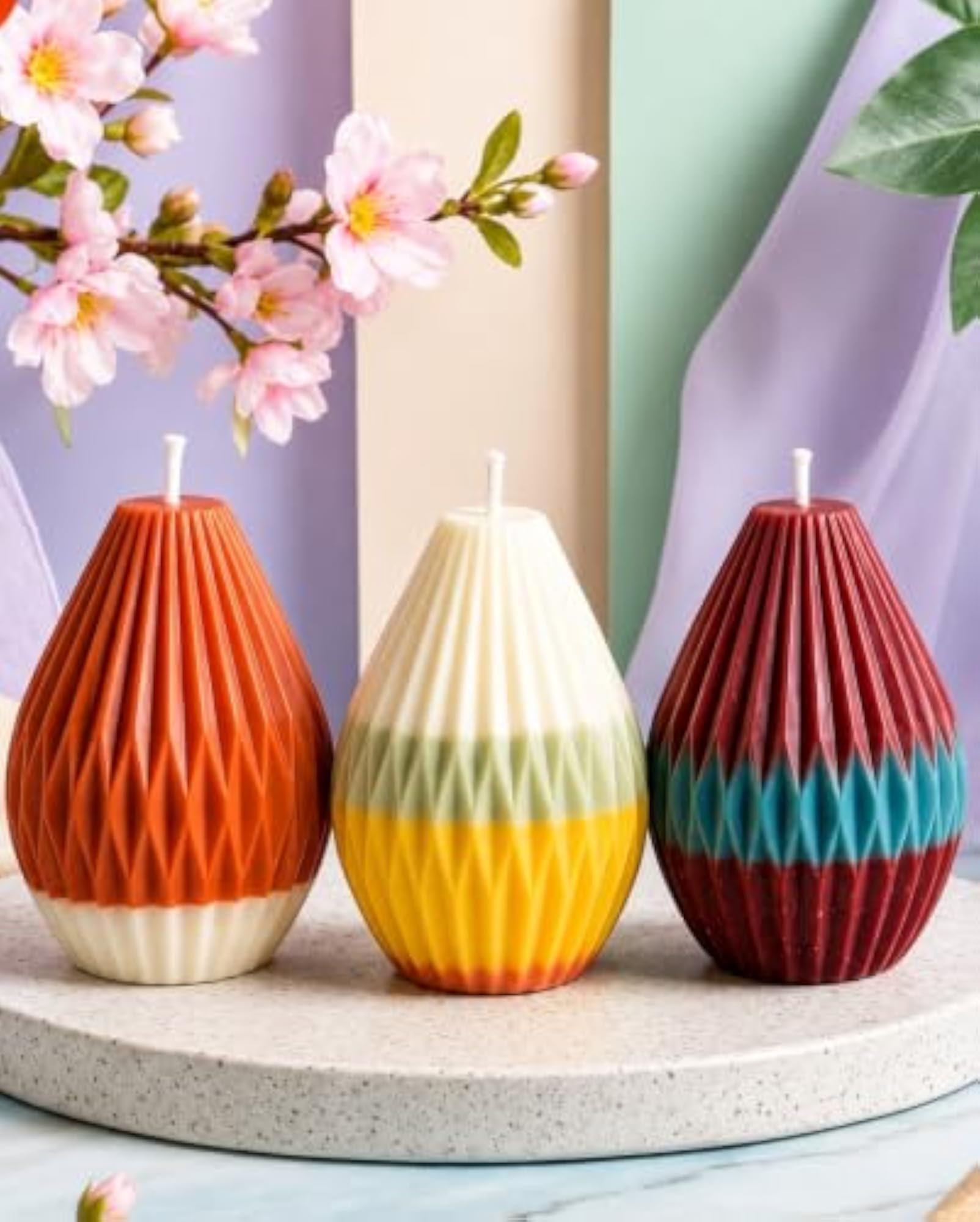 Scented Ribbed Drop Soy Wax Candle