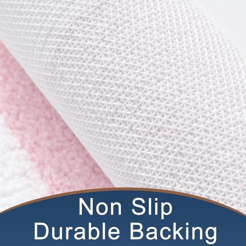 Pink and White Bathroom Rugs, Bath Letters Non Slip Bathroom Mat, Soft Absorbent Cute Bath Mat, Machine Washable Quickly Dry Comfortable Bathmat for Bathtub, Bedroom, Shower, Living Room (16 x 24 in) by Anybar - Used condition - Image 3