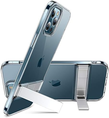ESR Metal Kickstand Designed Case for iPhone 12 Pro Max Case [Patented Design] [Two-Way Stand] [Reinforced Drop Protection] Flexible TPU Soft Back Cover-Clear