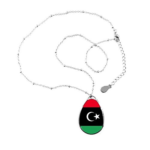 Collier Libye pendentif teardrop pays Afrique symbole national mixte
