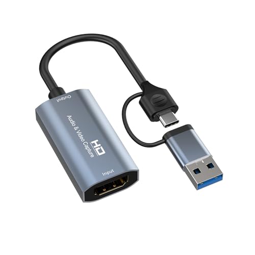 Carte de capture audio vidéo USB, HDMI vers USB/USB C 3.0, 1080p HD 60 fps en direct et enregistrement vidéo audio grabber pour jeux, streaming, enseignement, vidéoconférence