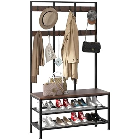 Dripex Industrial Coat Rack with Bench Cover