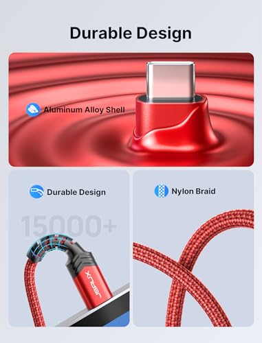 Image of JSAUX USB Type C to 3.5mm Female Headphone Jack Adapter, USB C to Aux Audio Dongle Cable Cord Compatible with iPhone 15 Pro Max /15 Pro /15 Plus, Samsung Galaxy S23 /S22 /S21 Ultra, iPad Pro, Pixel -Red
