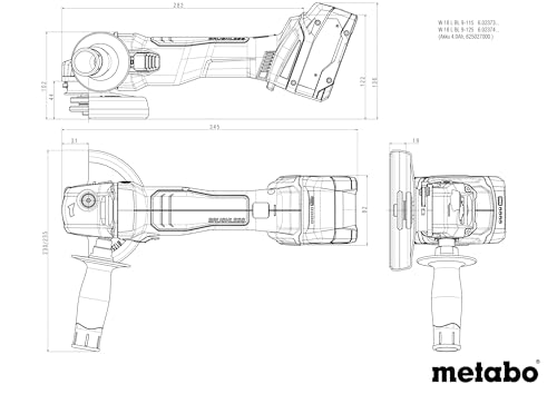 Metabo Akku-Winkelschleifer W 18 L BL – 18 V, 125 mm Scheiben-Ø