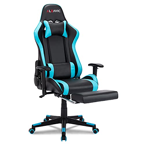 ALEAVIC-Silla-Gamer-Silla-Gaming-de-Respaldo-Alto-Silla-Ergonomica-de-Oficina-con-Reposapies-RetractilAzul