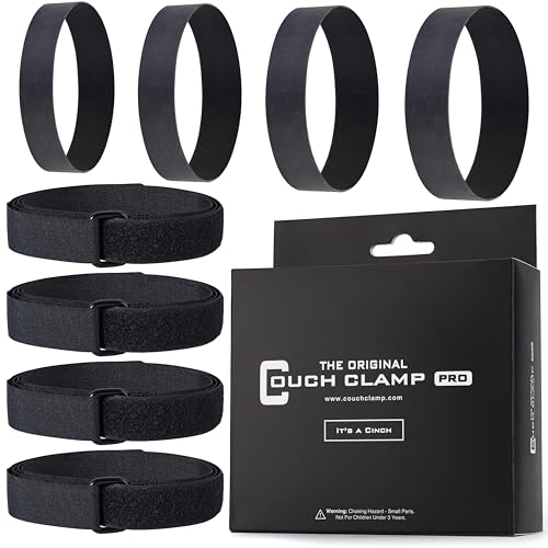 Couch Clamp Pro Heavy Duty Sofa Connector for Sectional and Corner Couches- (4 Pack) Rubber and Cinch Straps- Easily Install & Uninstall No Tools Required - Universal Furniture Connector