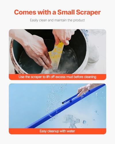 VEVOR Betonestrich, 240 cm Estrich mit Wasserwaage, einfache Reinigung & Endkappendesign, Aluminium- & umkehrbarer Griff zum Nivellieren von Böden, für Kleinbaustellen & Hausrenovierungen