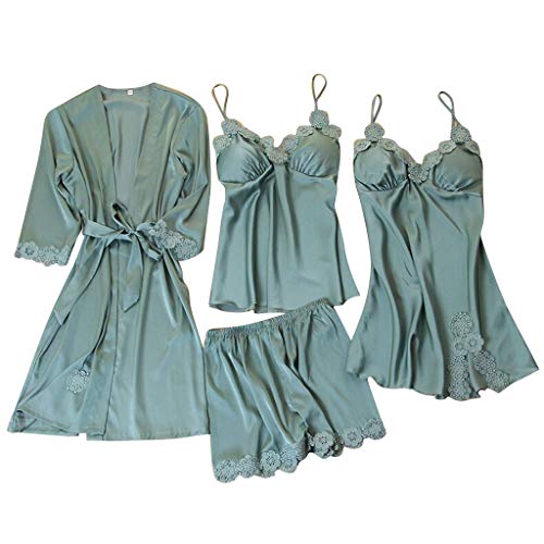 Chemise de nuit vert pour femme en ensemble caraco anti-gêne