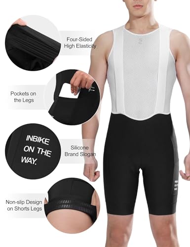 INBIKE Shorts de ciclismo masculinos, acolchoados em 3D, respirável, para bicicleta de estrada, para