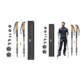 Cascade Mountain Tech Trekking Poles - Carbon Fiber Walking or Hiking Sticks & Trekking Poles - Aluminum Hiking Walking Sticks with Adjustable Locks Expandable to 54', Cork Grip, Orange
